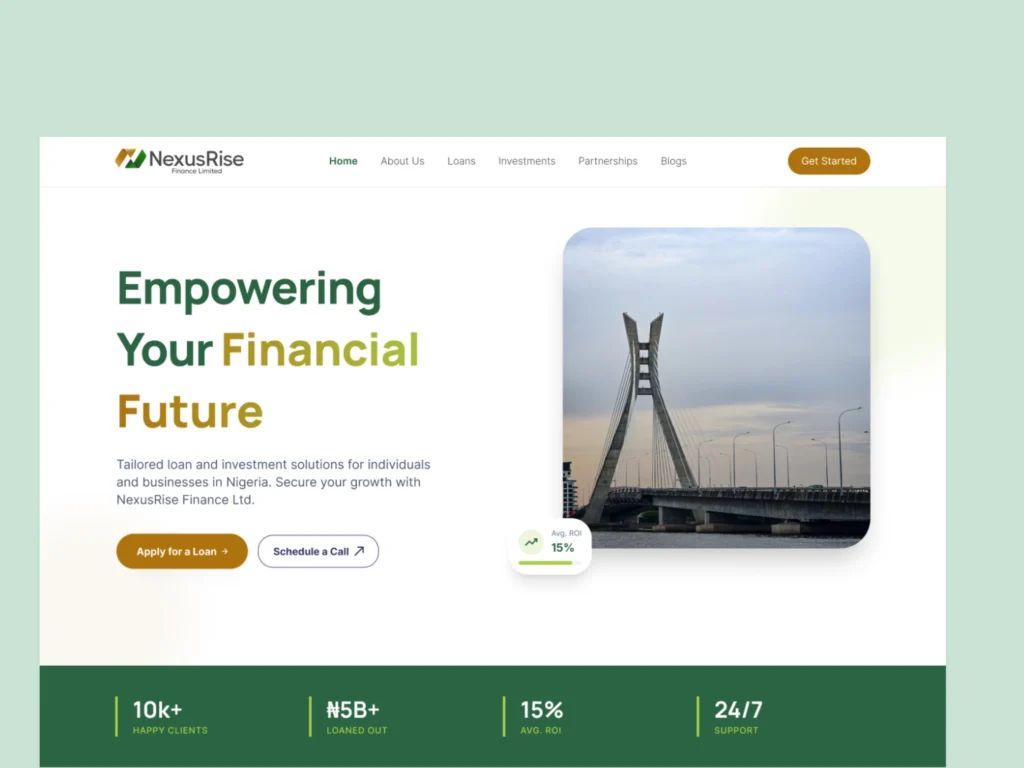 NexusRise Finance Website Design by Awora Studio