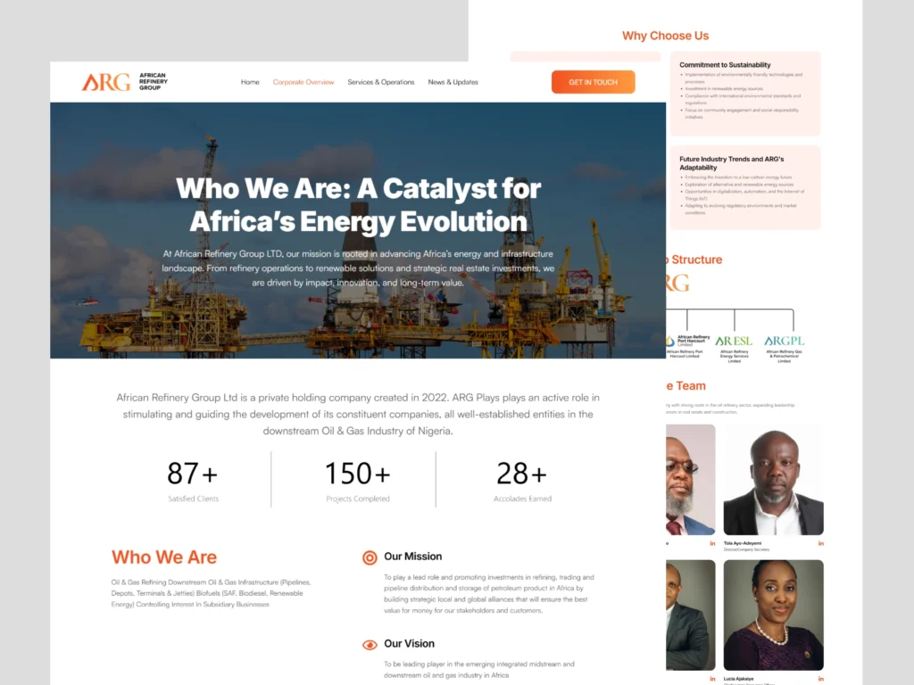 African Refinery Group Website Design by Awora Studio