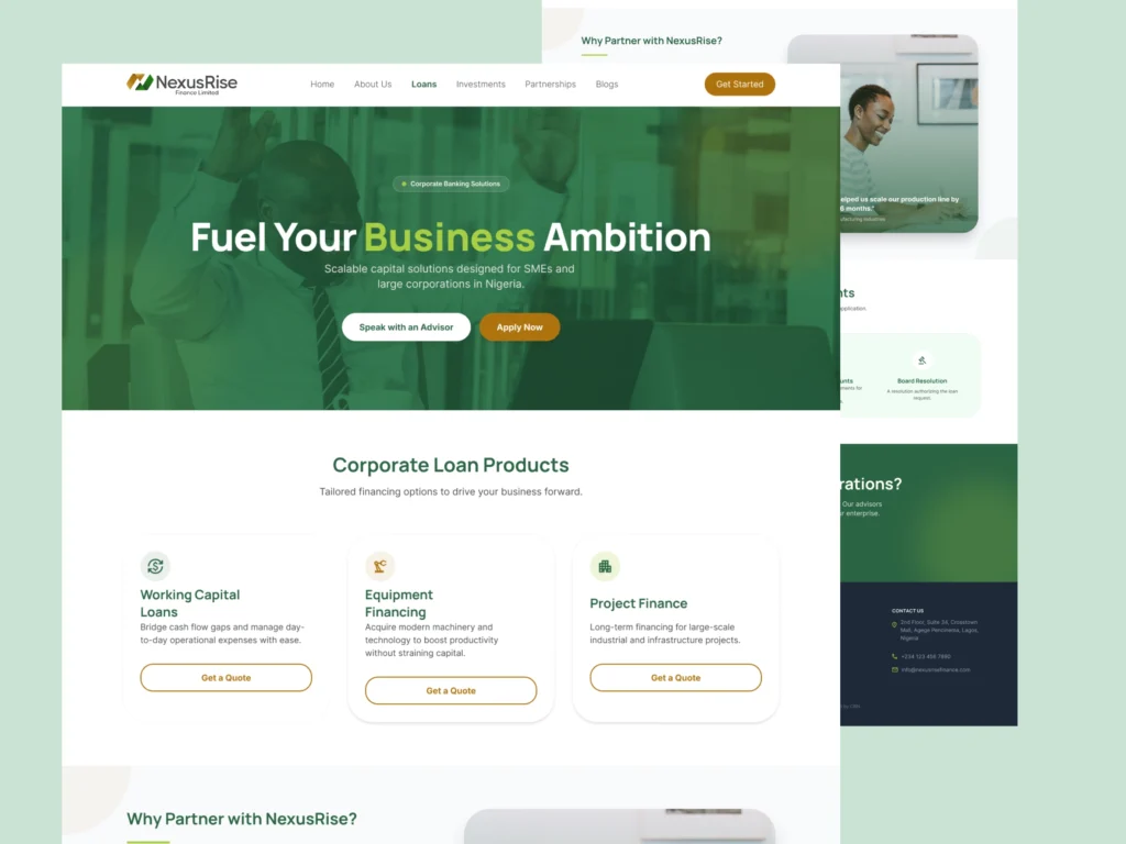 NexusRise Finance Website Design by Awora Studio