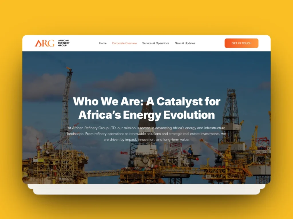 African Refinery Group Website Design by Awora Studio